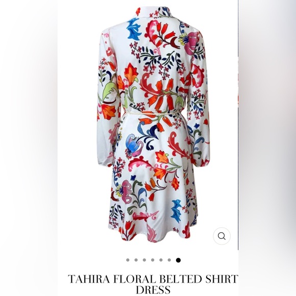 COPY - TAHIRA Floral Belted Shirt Dress NWT - Picture 7 of 8